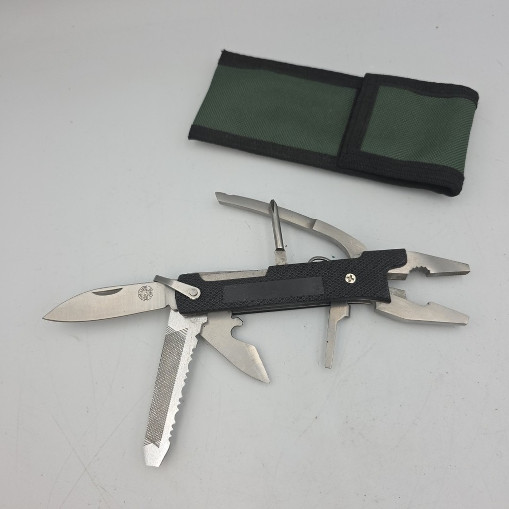 VINTAGE MINT BARLOW WITH SPRING PLIERS MULTI-TOOL POCKET KNIFE BELT SHEATH